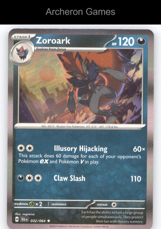 Pokemon Card Zoroark SFA 032/064 R Shrouded Fable Holo