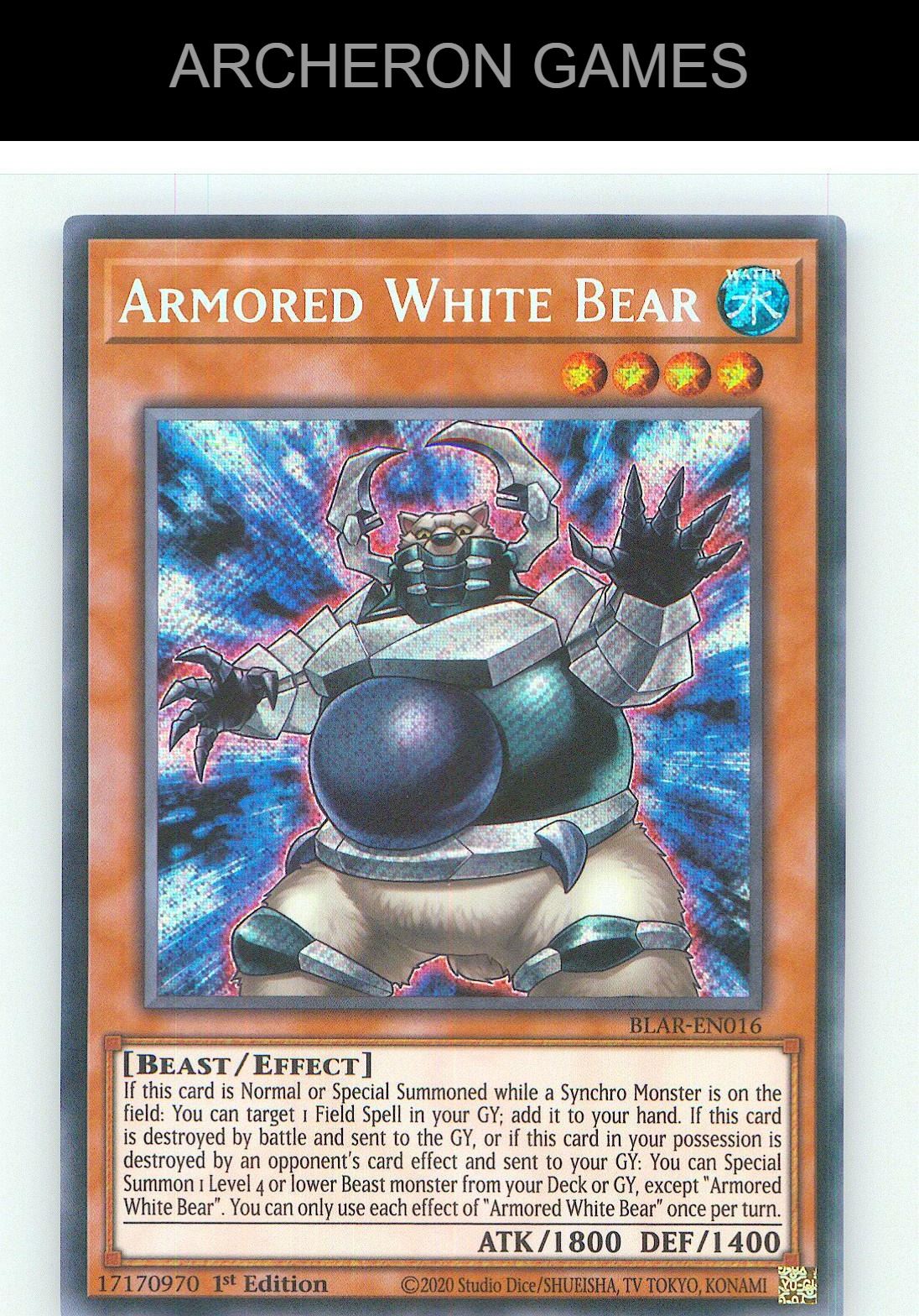 Armored White Bear SEC YUGIOH Card 1st Edition