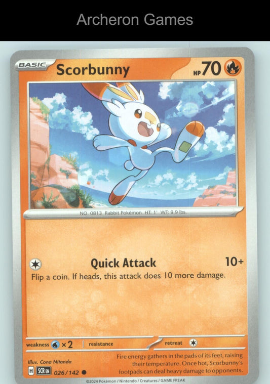 Pokemon Card Scorbunny SCR 26/142 C Stellar Crown