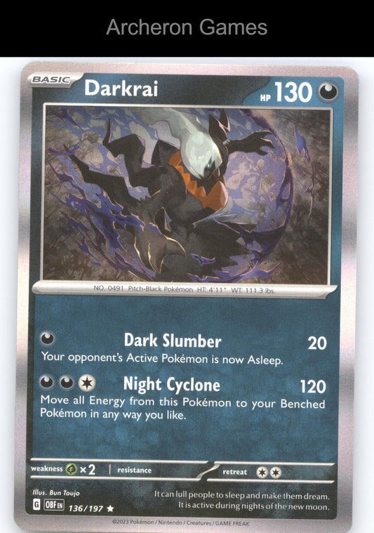 Pokemon Card Darkrai OBF 136/197 R Obsidian Flames Holo