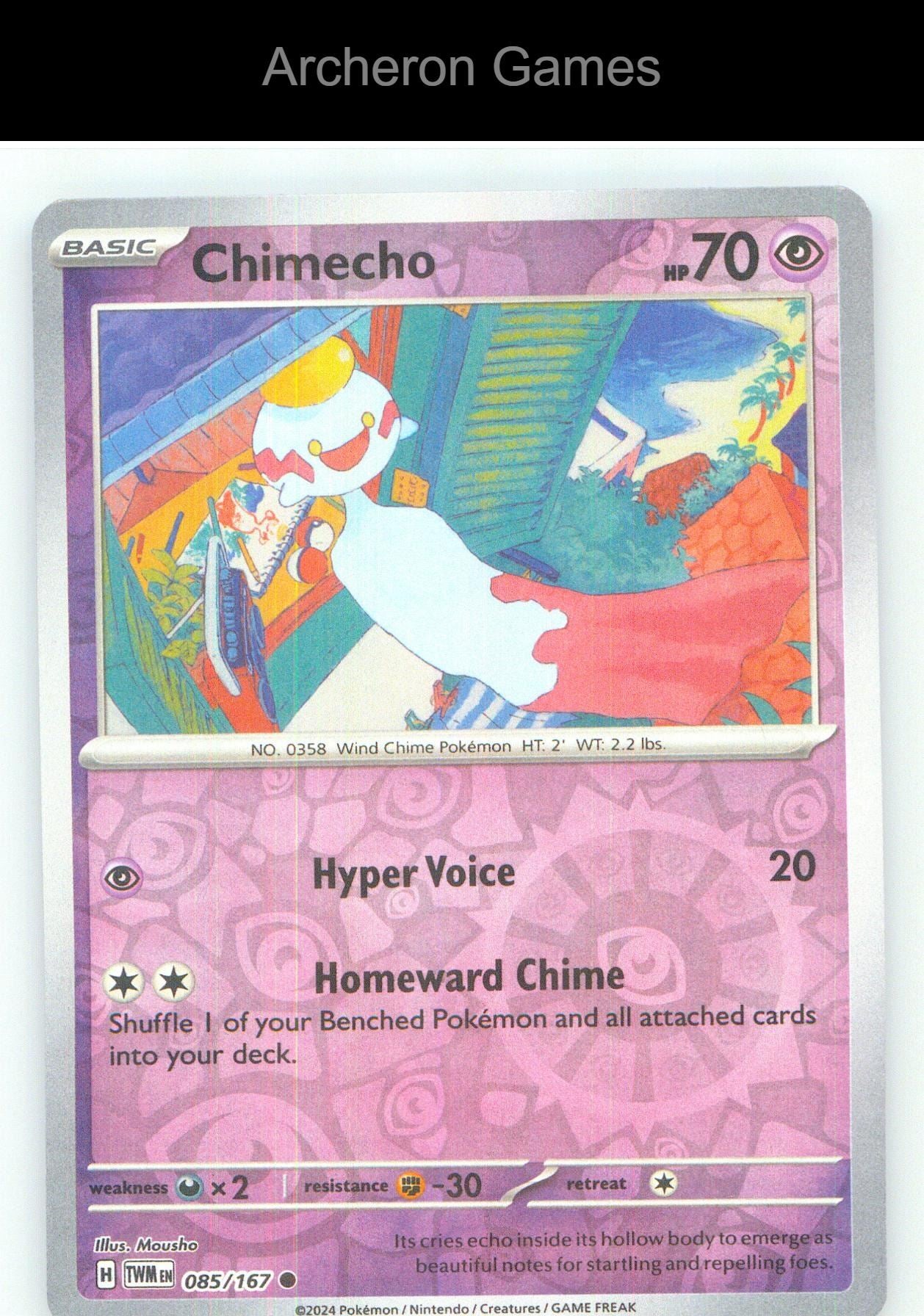 Pokemon Card Chimecho TWM 085/167 C Twilight Masquerade Reverse Holo