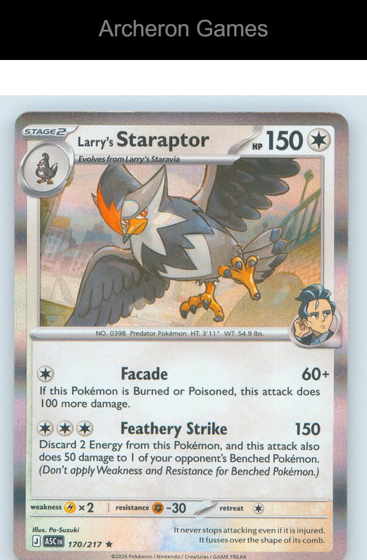Pokemon Card Larry's Staraptor ASC 170/217 R Ascended Heroes Holo