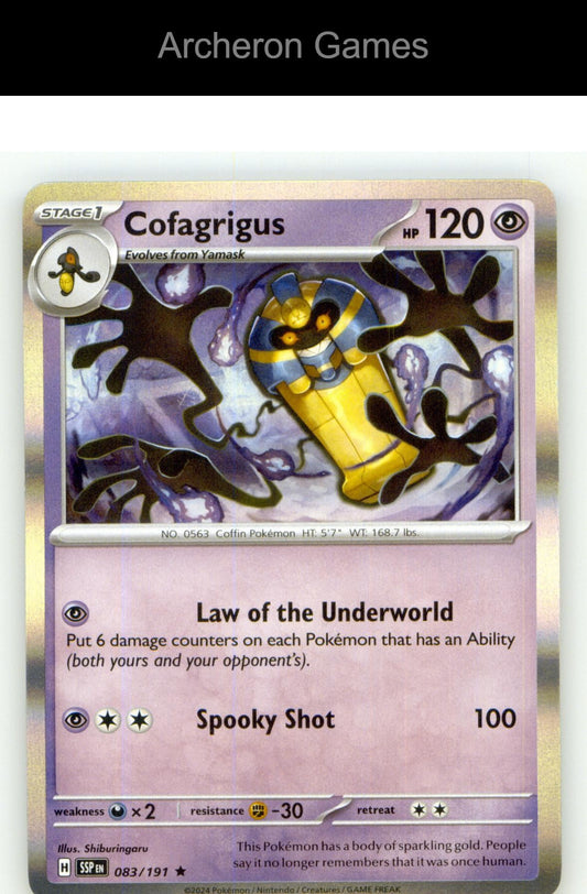 Pokemon Card Cofagrigus SSP 083/191 R Surging Sparks Holo