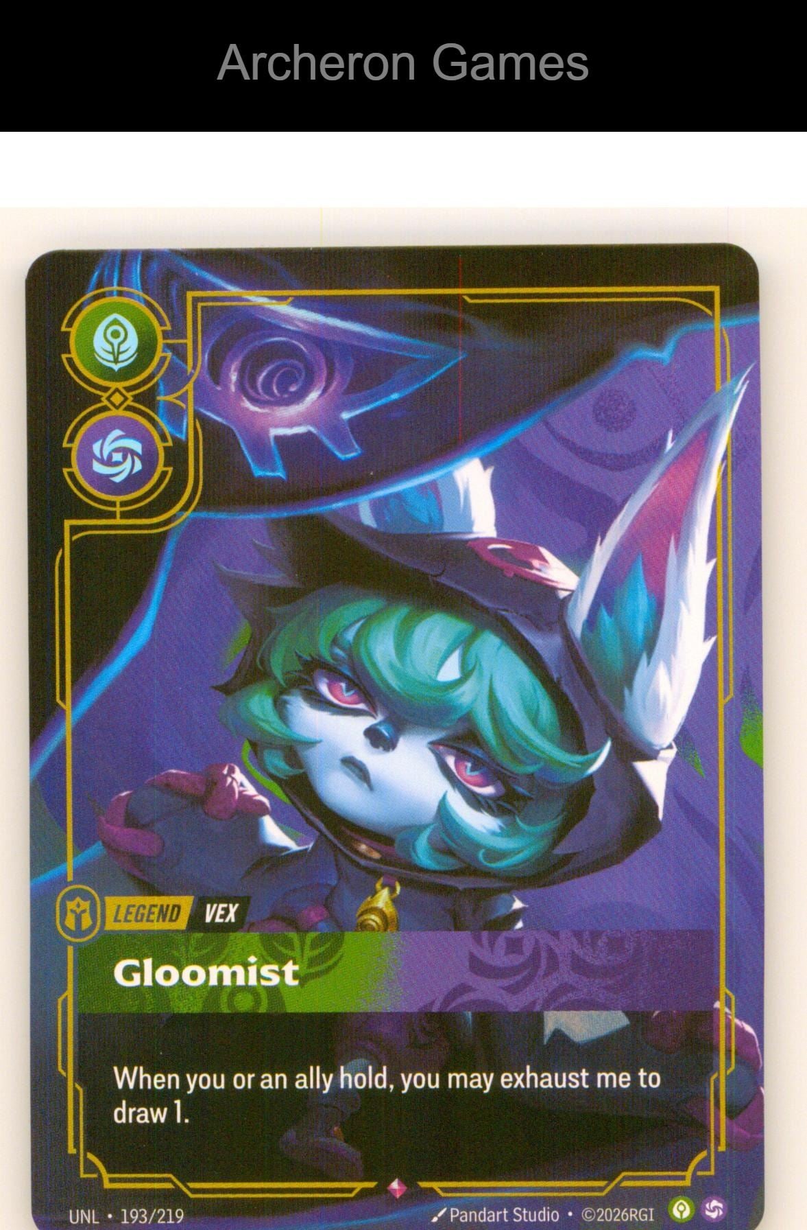 Vex - Gloomist UNL 193/219 R Unleashed Riftbound Card