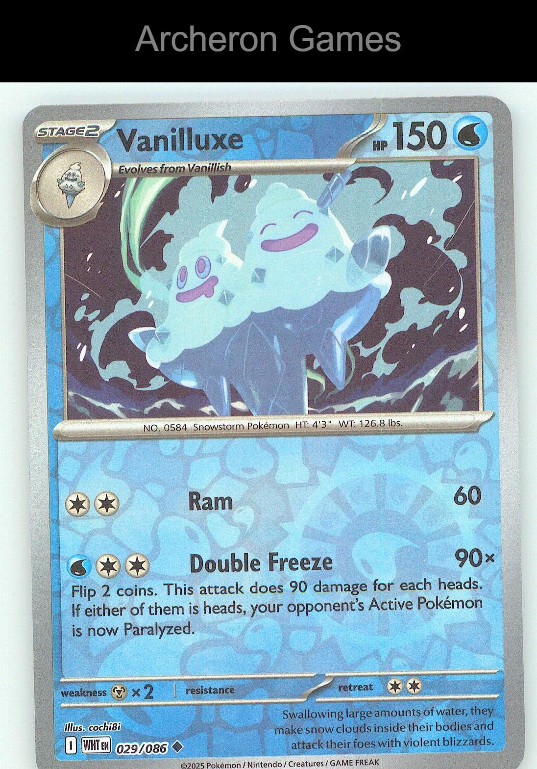 Pokemon Card Vanilluxe WHT 029/086 UC White Flare Reverse Holo