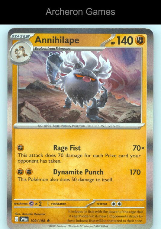 Pokemon Card Annihilape SVI 109/198 R Scarlet & Violet Holo
