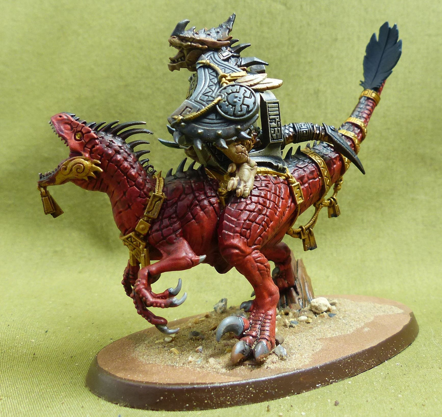 Saurus Scar-Veteran on Aggradon painted - Seraphon - Warhammer AoS #YJ