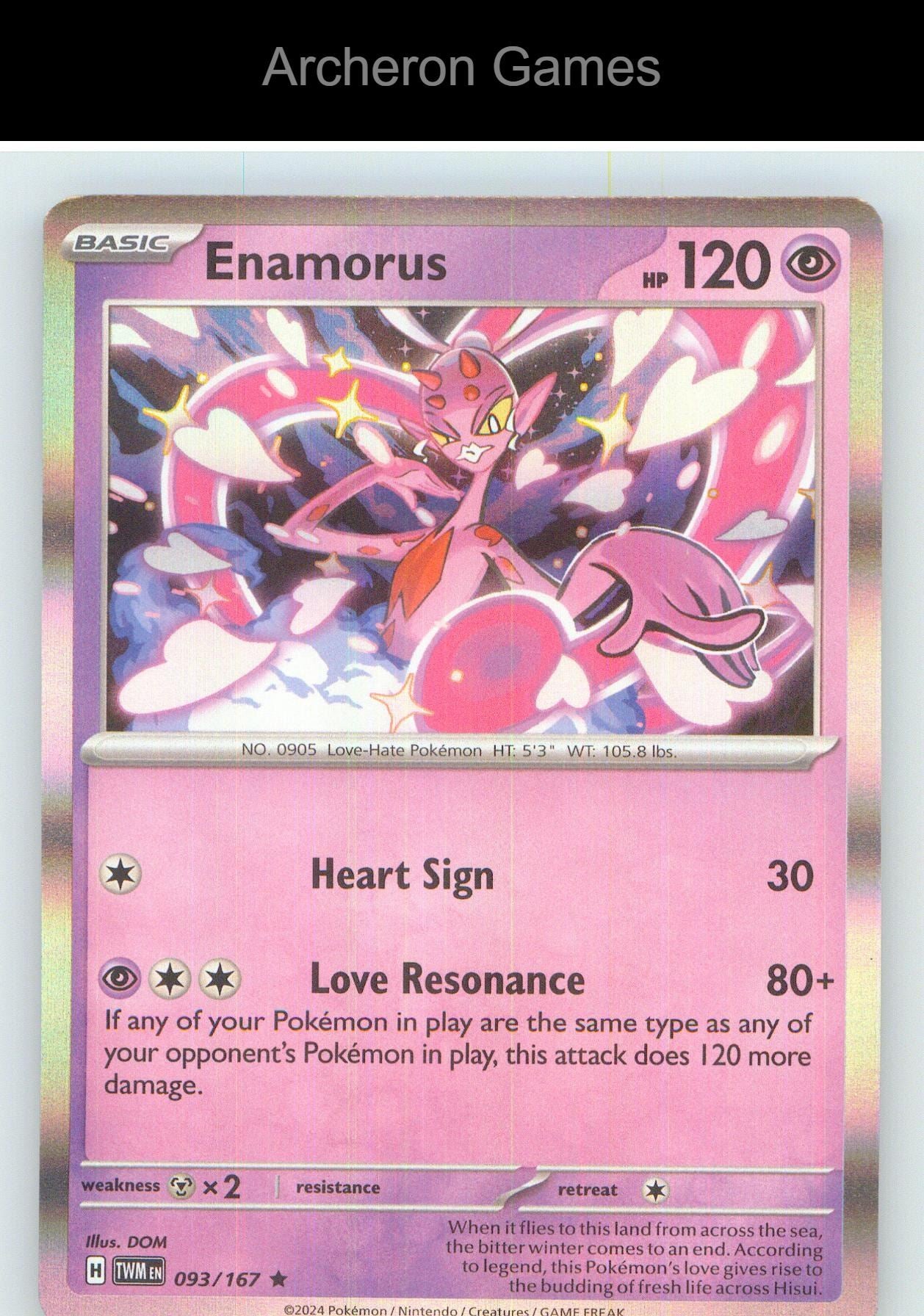 Pokemon Card Enamorus TWM 093/167 R Twilight Masquerade Holo