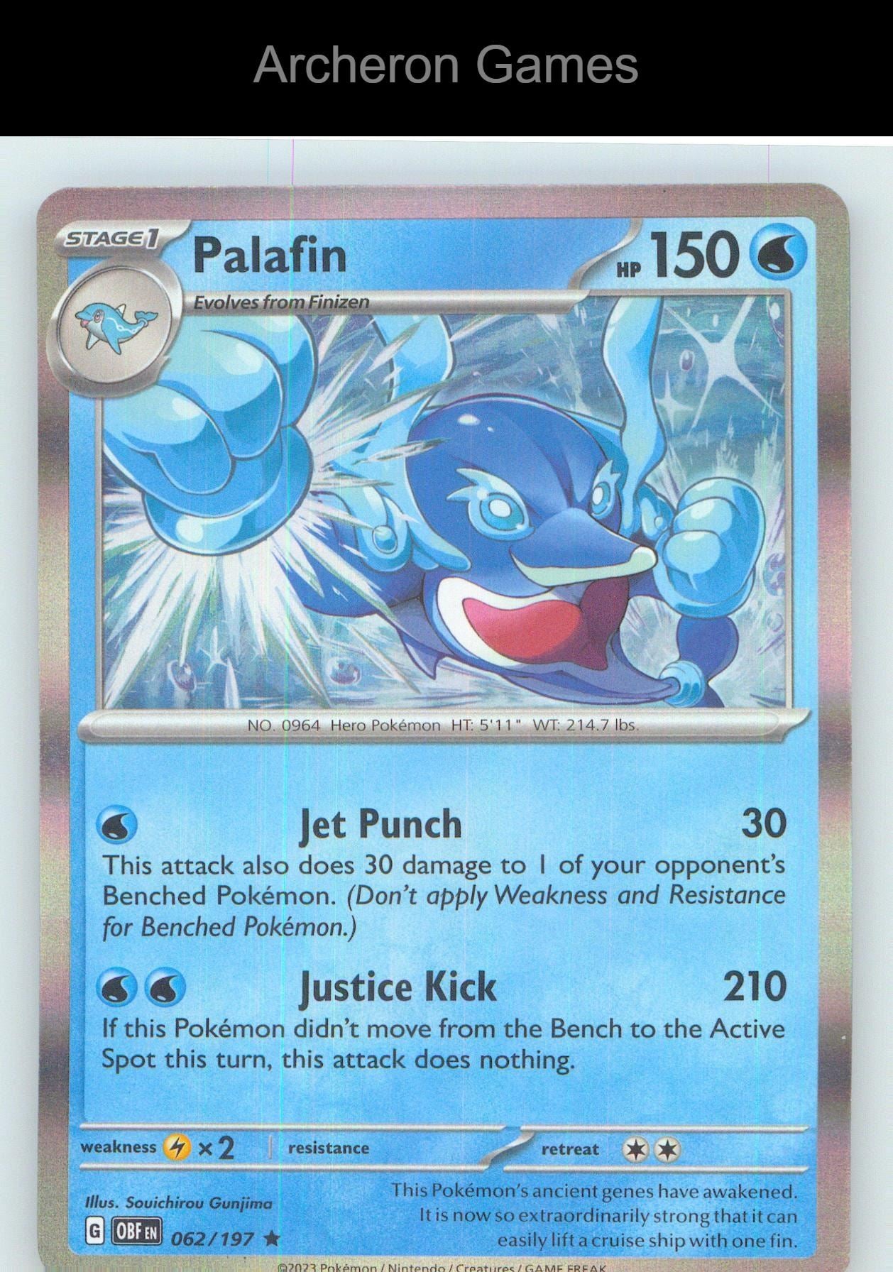 Pokemon Card Palafin OBF 062/197 R Obsidian Flames Holo