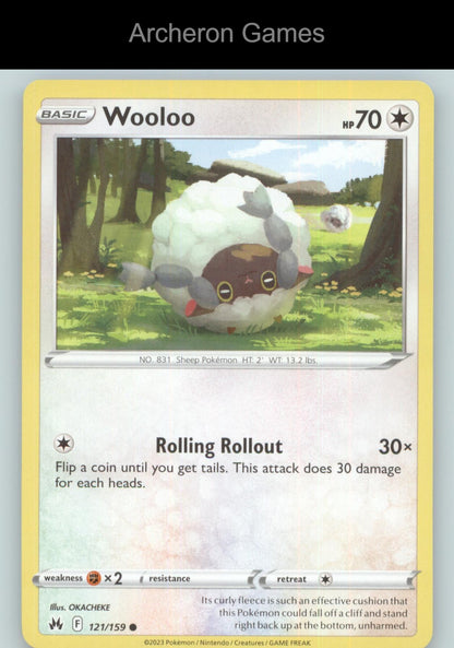 Pokemon Card Wooloo CRZ 121/159 C Crown Zenith
