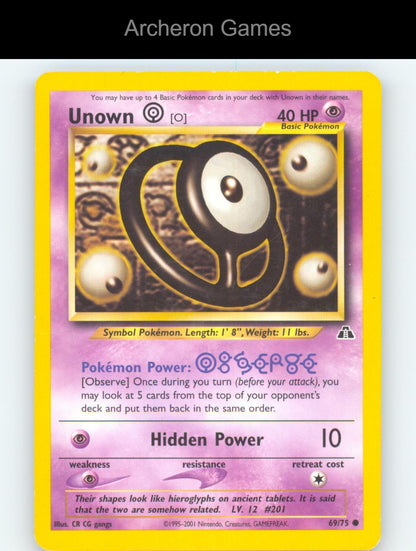 Pokemon Card Unown [O] N2 69/75 C Neo Discovery Unlimited