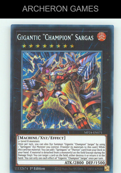 Gigantic "Champion" Sargas SEC YUGIOH Card