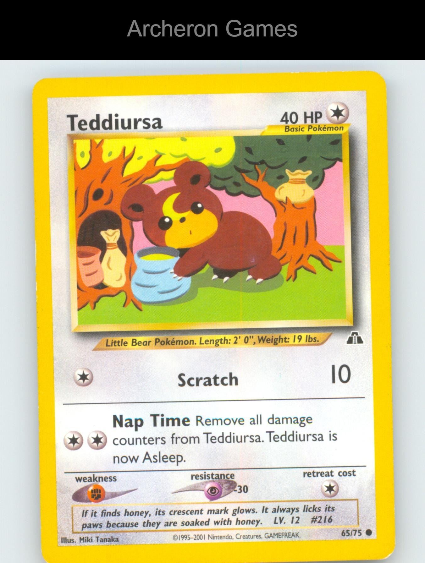 Pokemon Card Teddiursa N2 65/75 C Neo Discovery Unlimited