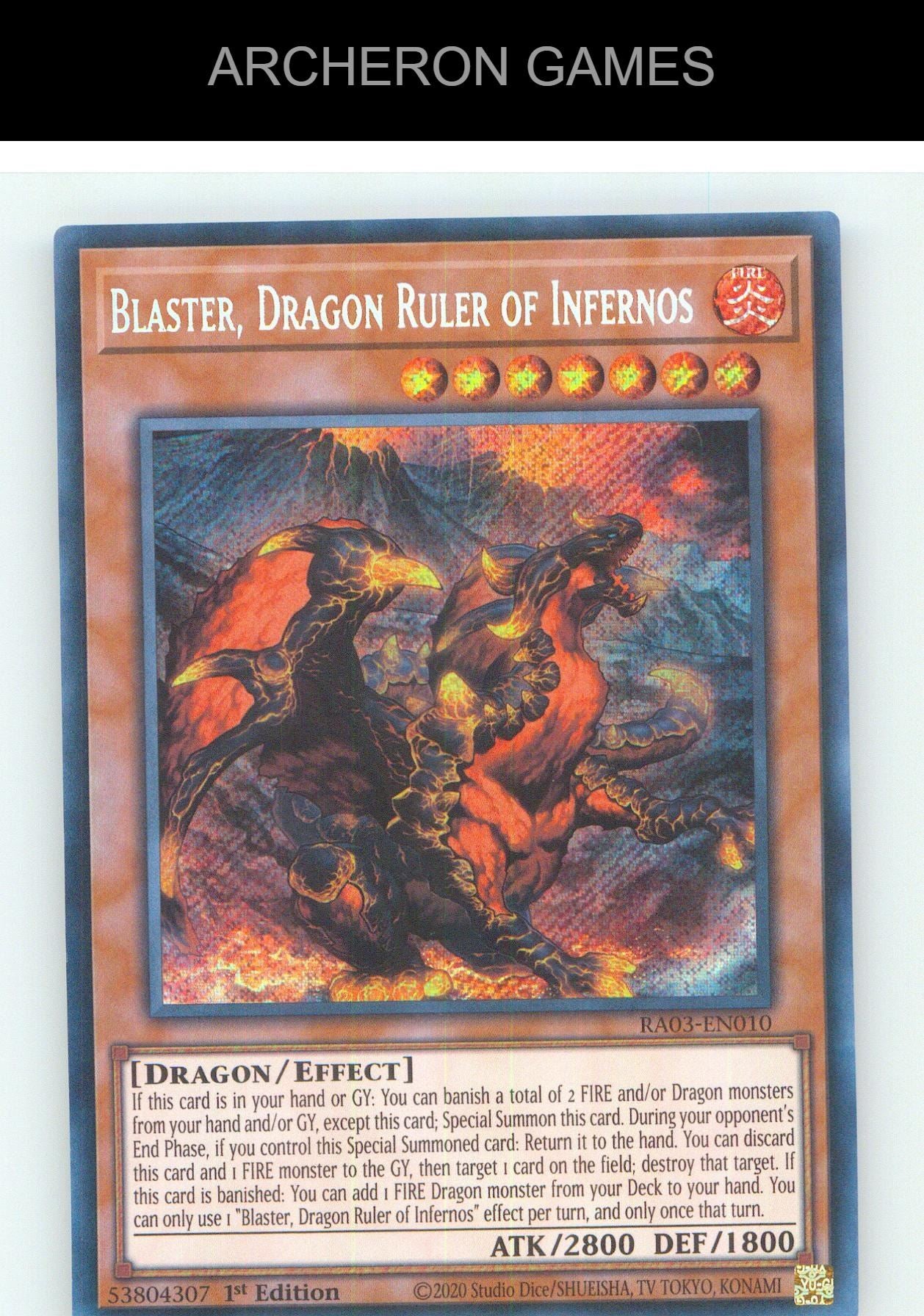Blaster, Dragon Ruler of Infernos (Secret Rare) SEC YUGIOH Card 1st Edition