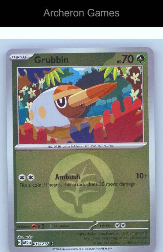 Pokemon Card Grubbin (Energy Symbol Pattern) ASC 017/217  Reverse Holo