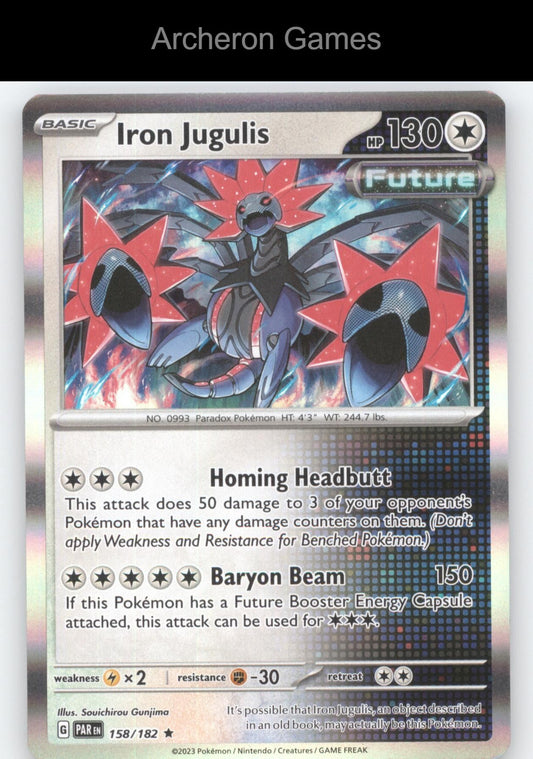 Pokemon Card Iron Jugulis PAR 158/182 R Paradox Rift Holo