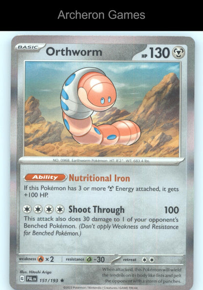 Pokemon Card Orthworm PAL 151/193 R Paldea Evolved Holo
