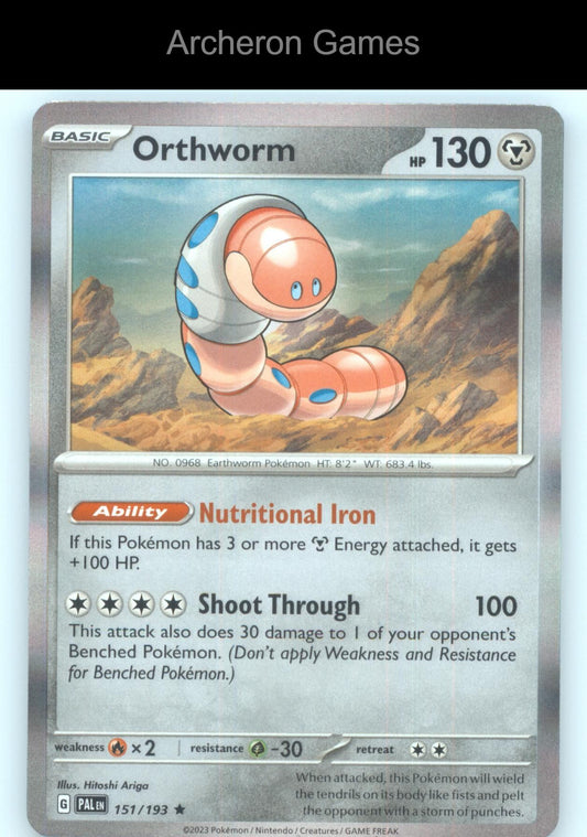 Pokemon Card Orthworm PAL 151/193 R Paldea Evolved Holo