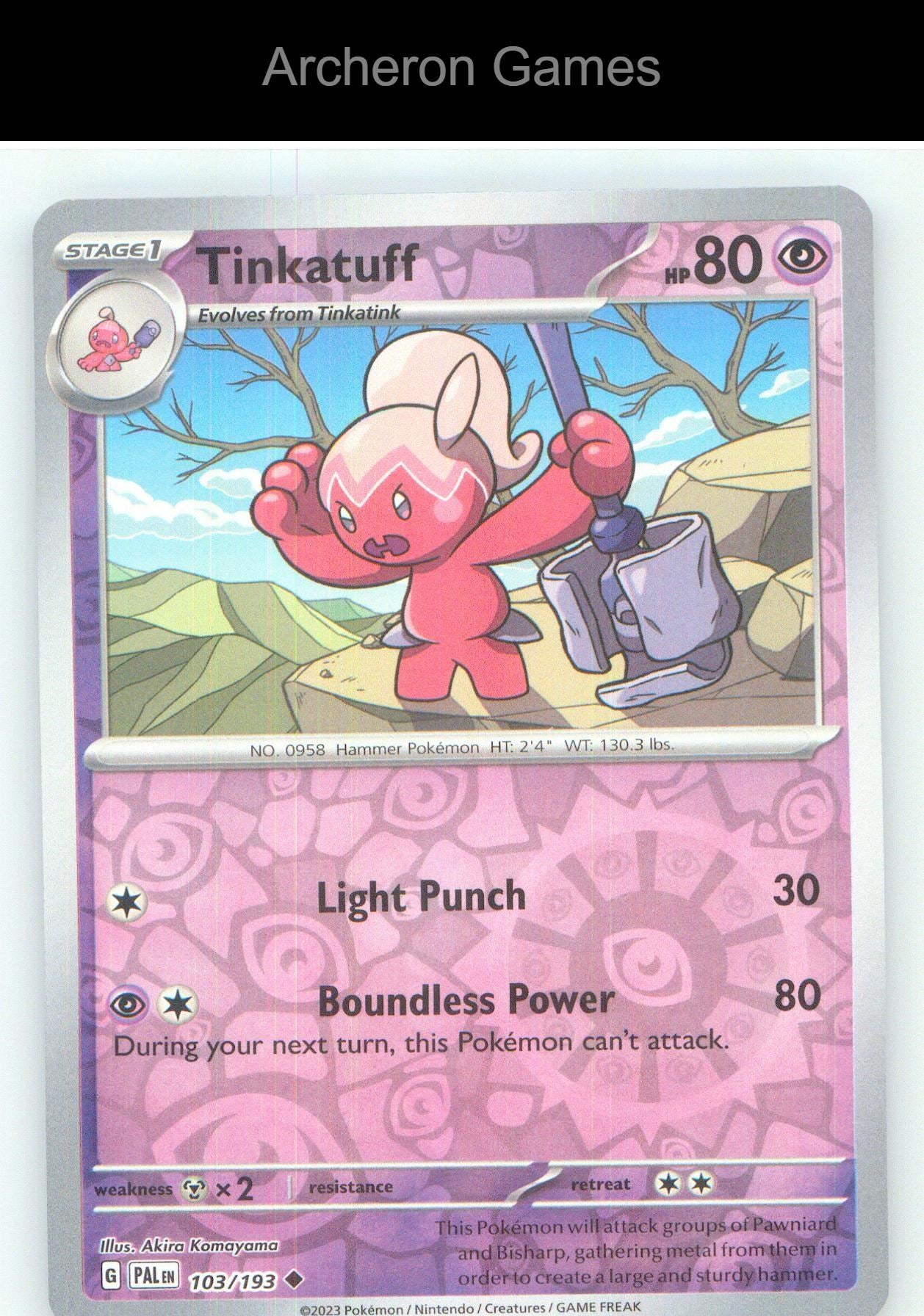 Pokemon Card Tinkatuff PAL 103/193 UC Paldea Evolved Reverse Holo