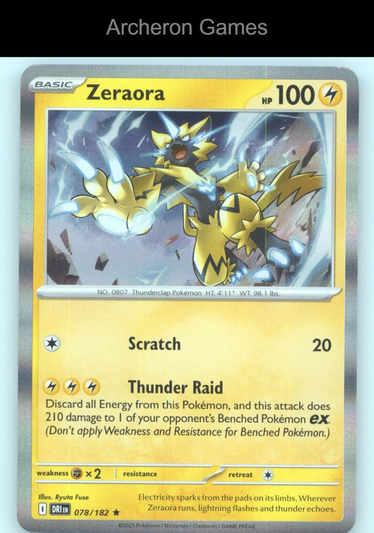 Pokemon Card Zeraora DRI 078/182 R Destined Rivals Holo