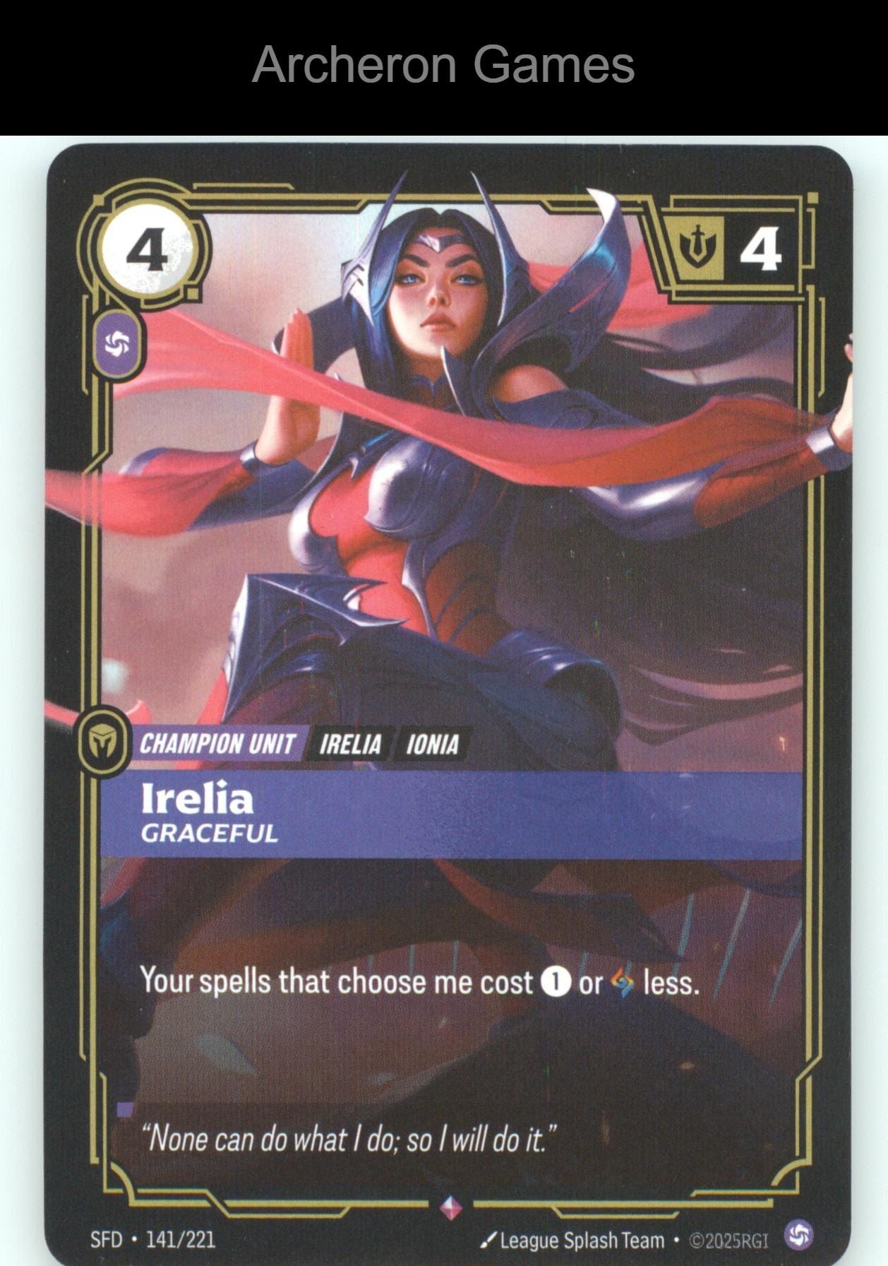 Irelia - Graceful SFD 141/221 R  Card Spiritforged