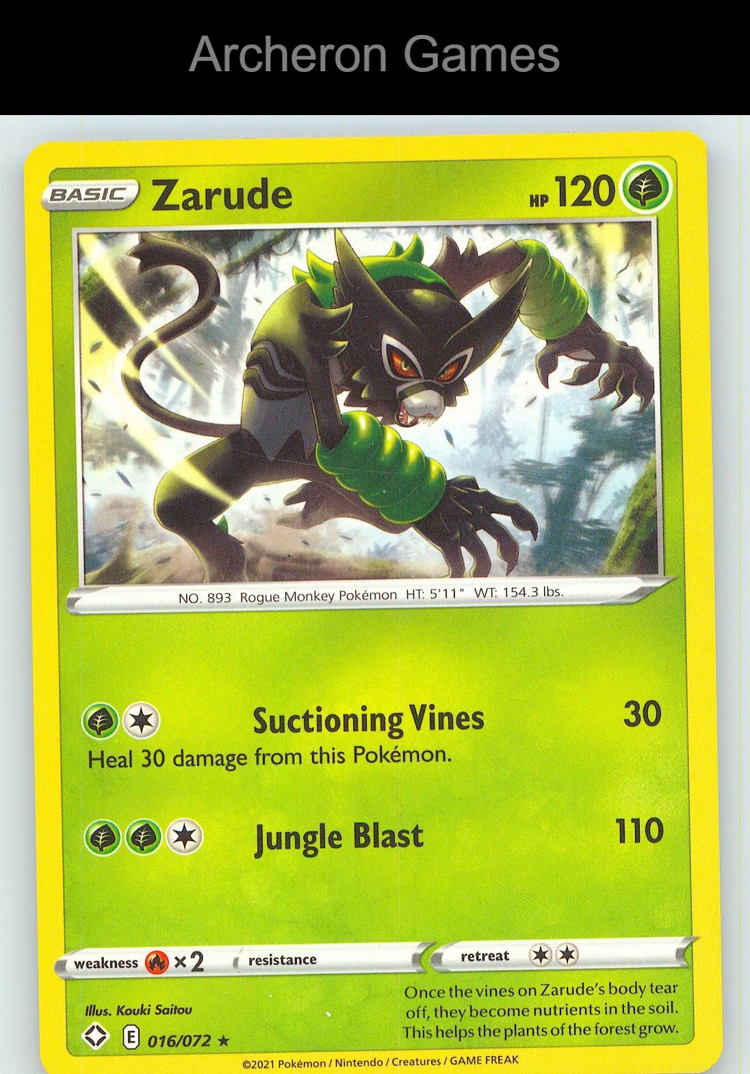 Pokemon Card Zarude SHF 016/072 R Shining Fates