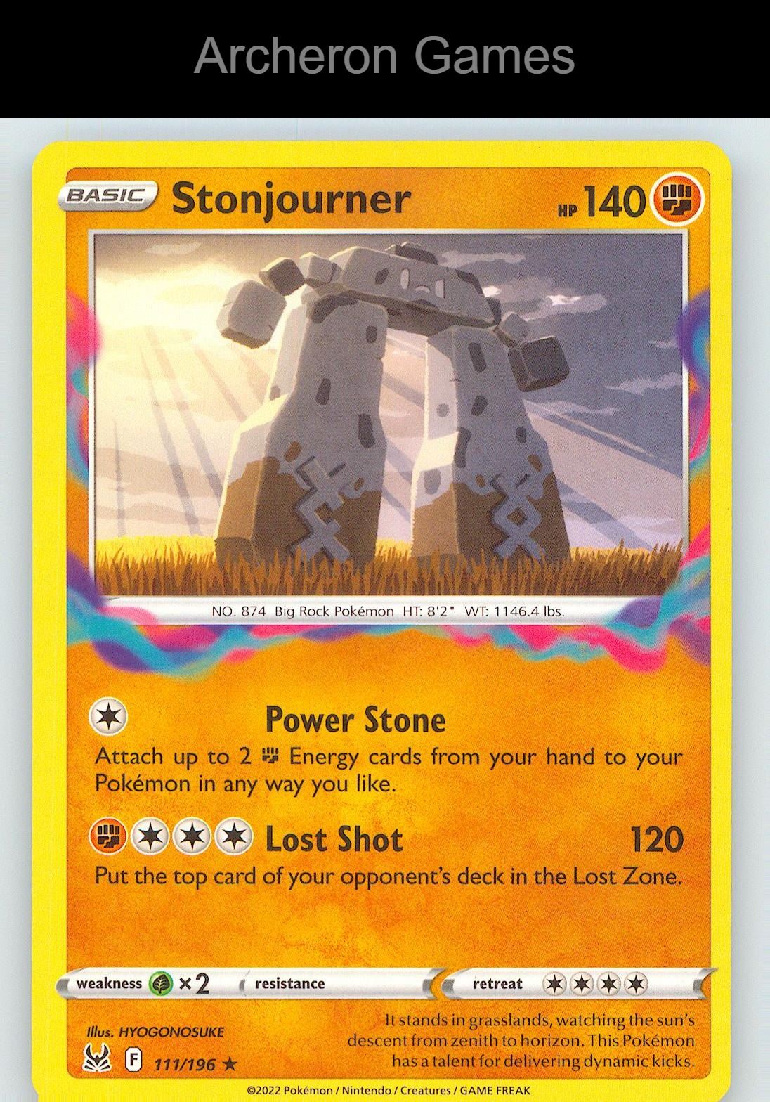 Pokemon Card Stonjourner LOR 111/196 R Lost Origin