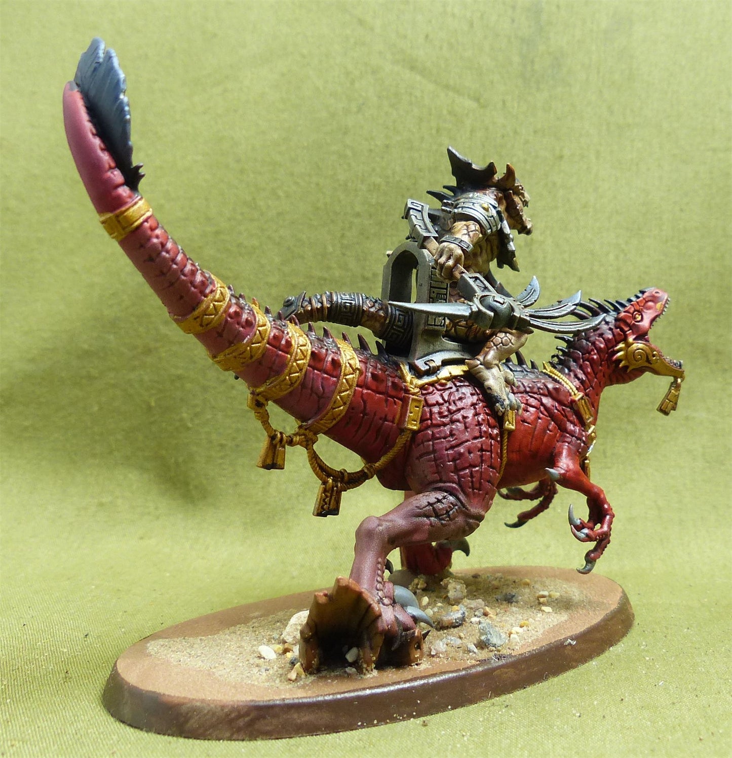 Saurus Scar-Veteran on Aggradon painted - Seraphon - Warhammer AoS #YJ
