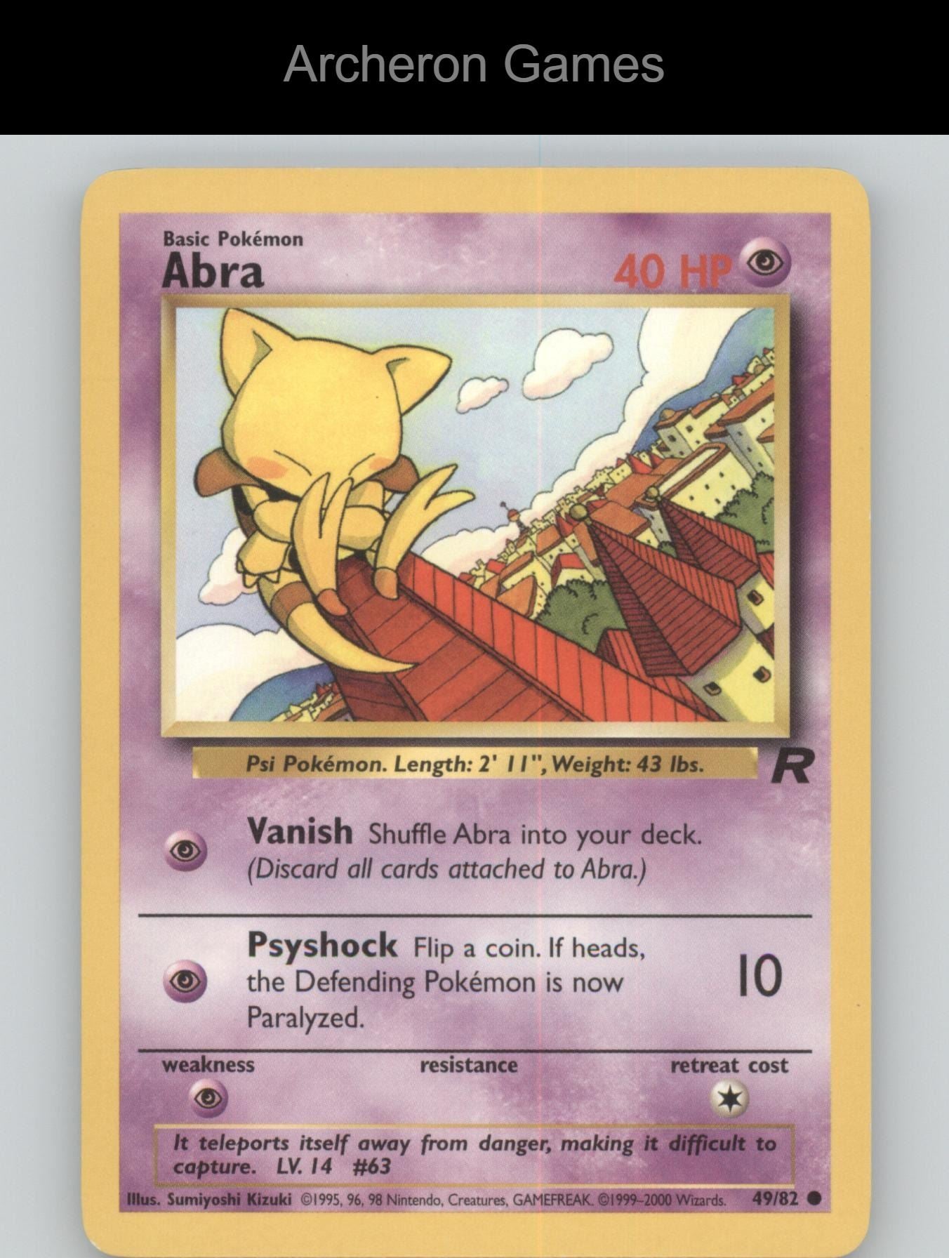 Pokemon Card Abra TR 49/82 C Team Rocket Unlimited