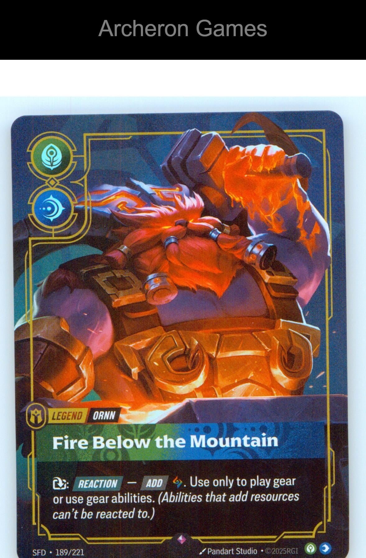 Ornn - Fire Below the Mountain SFD 189/221 R Spiritforged Riftbound Card