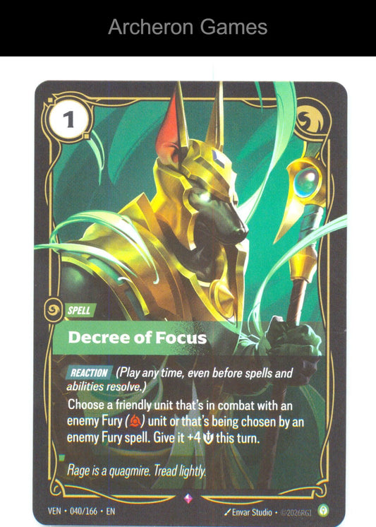 Decree of Focus VEN 040/166 R Vendetta Riftbound Card Foil