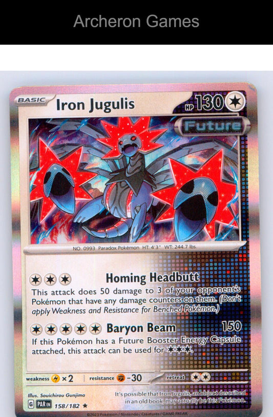 Pokemon Card Iron Jugulis PAR 158/182 R Paradox Rift Holo