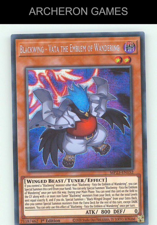Blackwing - Vata the Emblem of Wandering SEC YUGIOH Card