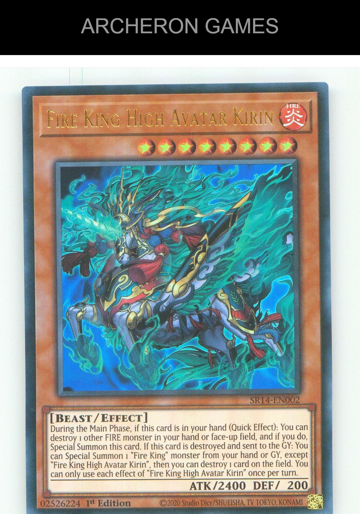 Fire King High Avatar Kirin UR YUGIOH Card Unlimited