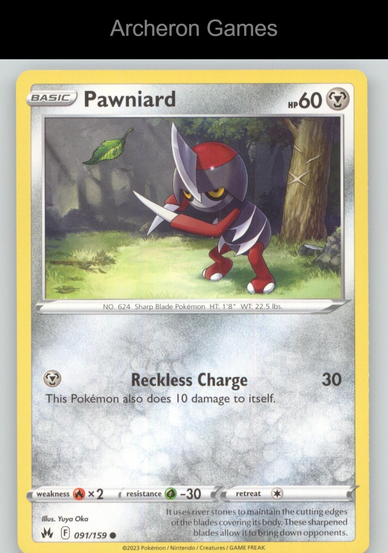 Pokemon Card Pawniard CRZ 091/159 C Crown Zenith