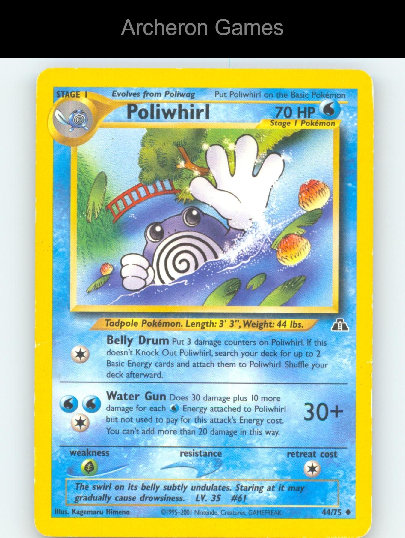 Pokemon Card Poliwhirl N2 44/75 UC Neo Discovery Unlimited