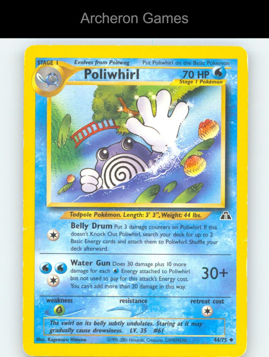 Pokemon Card Poliwhirl N2 44/75 UC Neo Discovery Unlimited