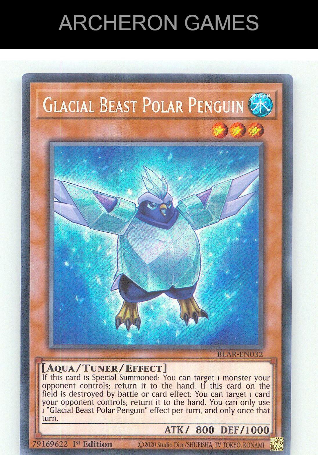 Glacial Beast Polar Penguin SEC YUGIOH Card 1st Edition