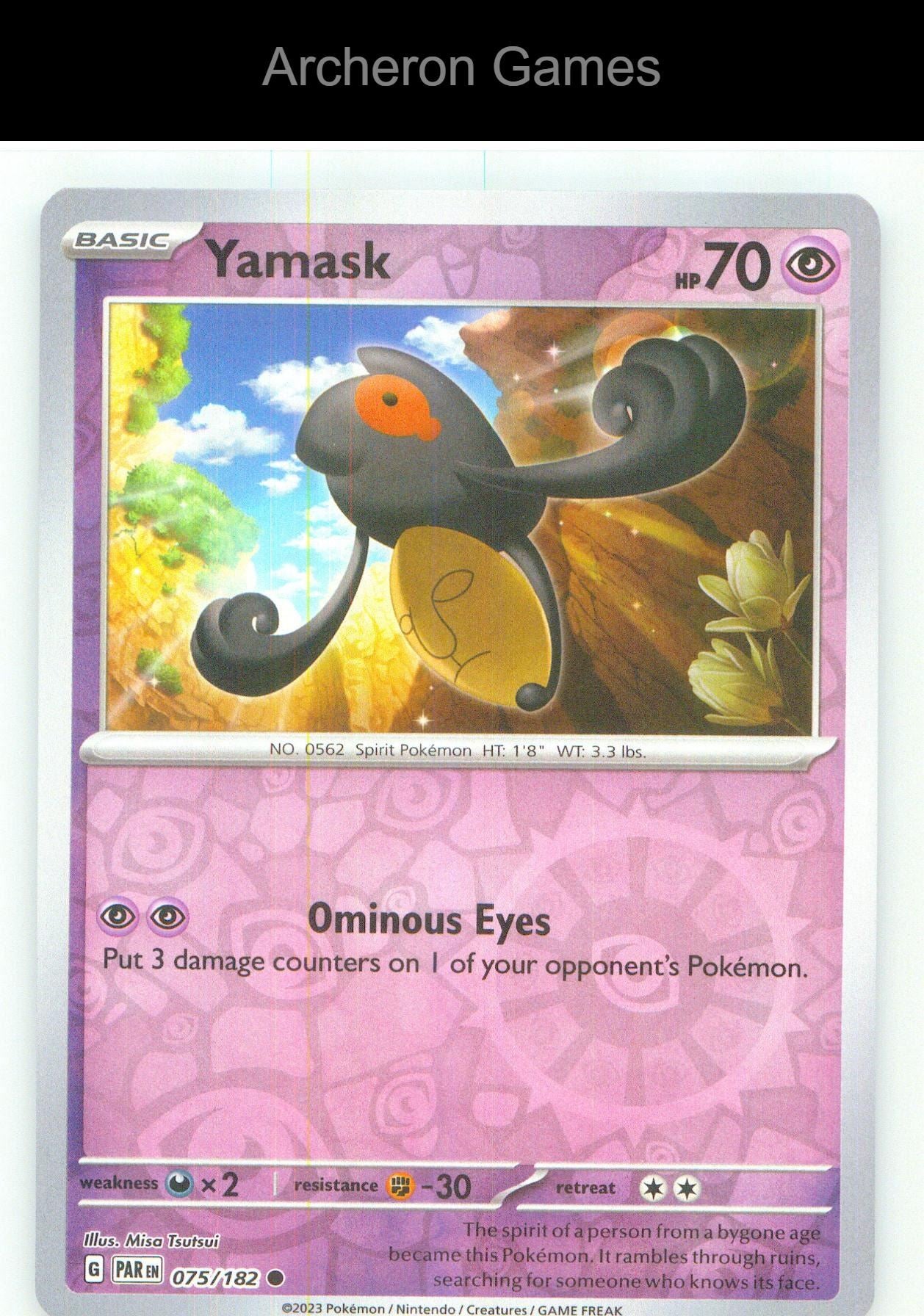 Pokemon Card Yamask PAR 075/182 C Paradox Rift Reverse Holo