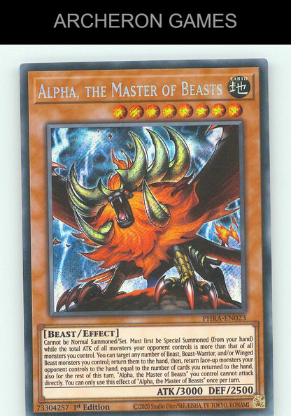 Alpha, the Master of Beasts SEC YUGIOH Card