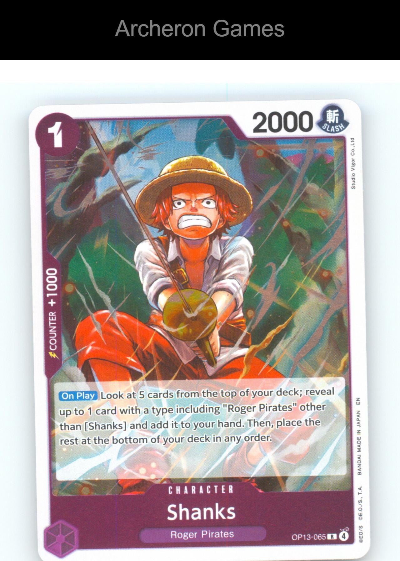 Shanks (065) OP13-065 R One Piece Card NM/EX+ Foil