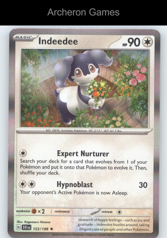 Pokemon Card Indeedee SVI 153/198 R Scarlet & Violet Holo