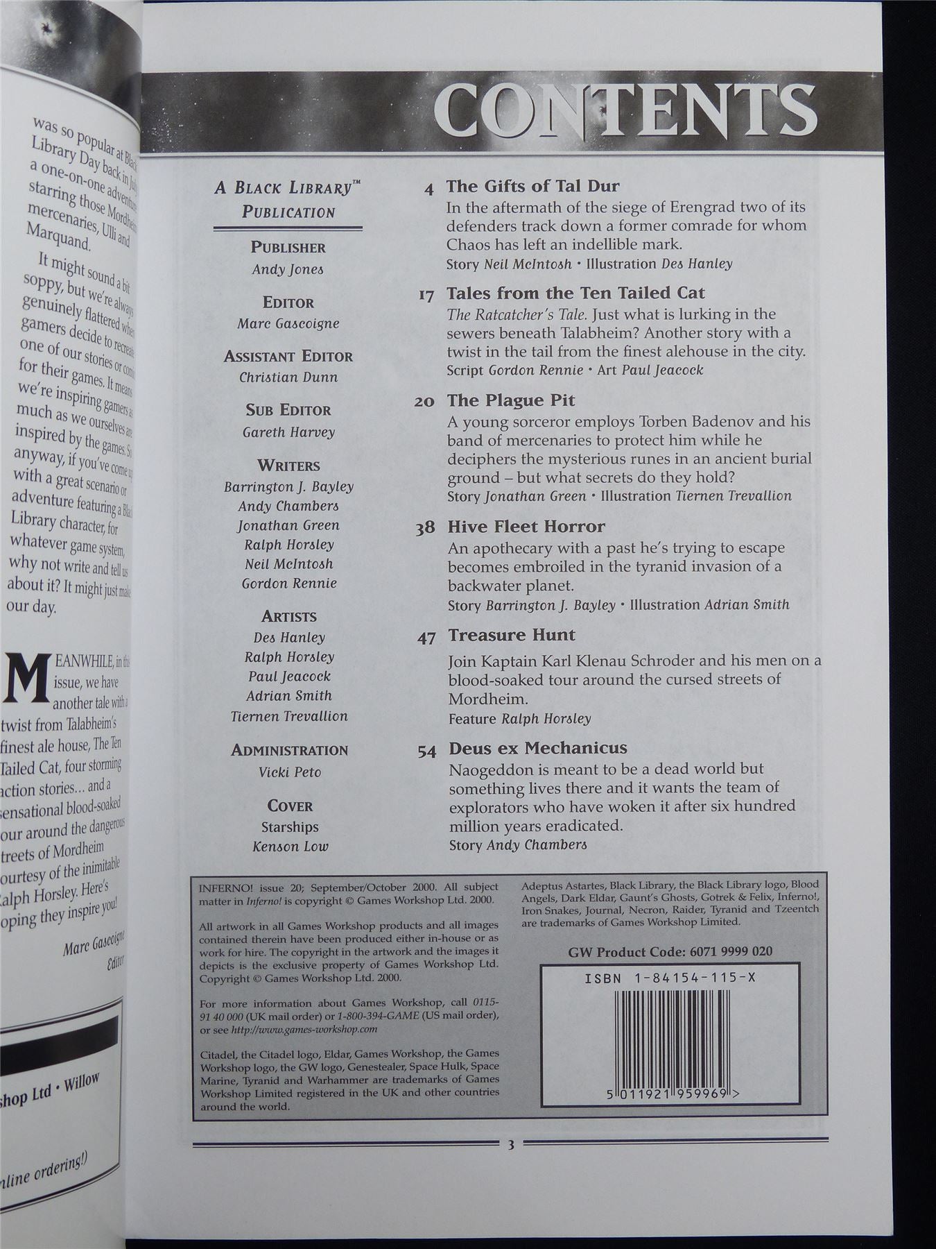 Inferno! Tales of Fantasy and Adventure #20 - Workshop Black Library Publication #1O6