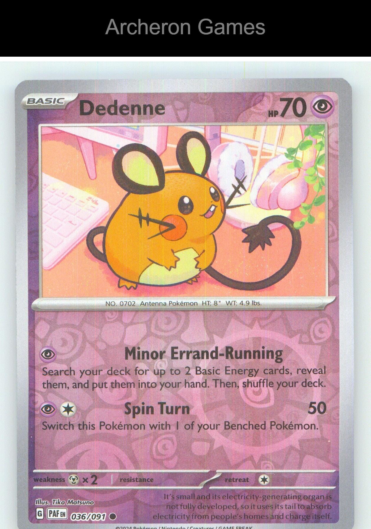 Pokemon Card Dedenne PAF 036/091 C Paldean Fates Reverse Holo