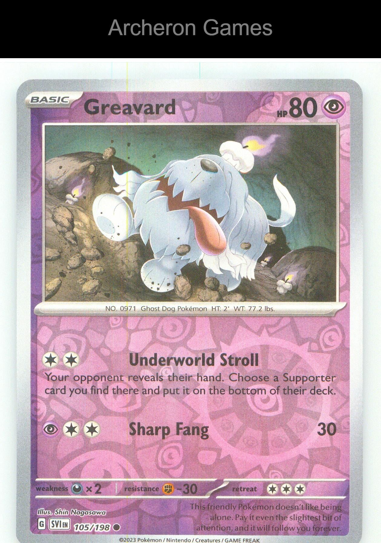 Pokemon Card Greavard SVI 105/198 C Scarlet & Violet Reverse Holo