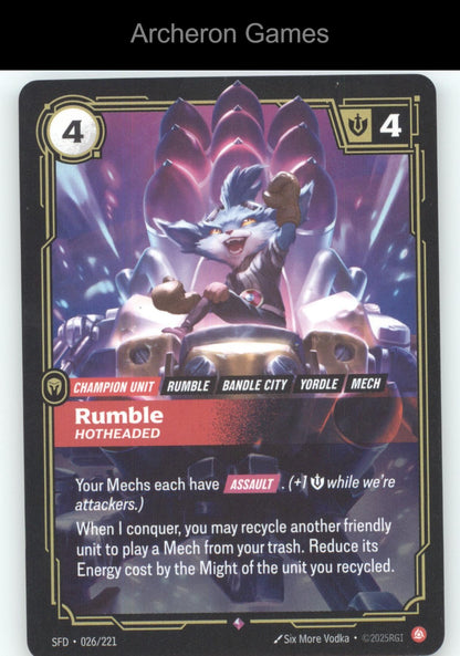 Rumble - Hotheaded SFD 026/221 R  Card Spiritforged