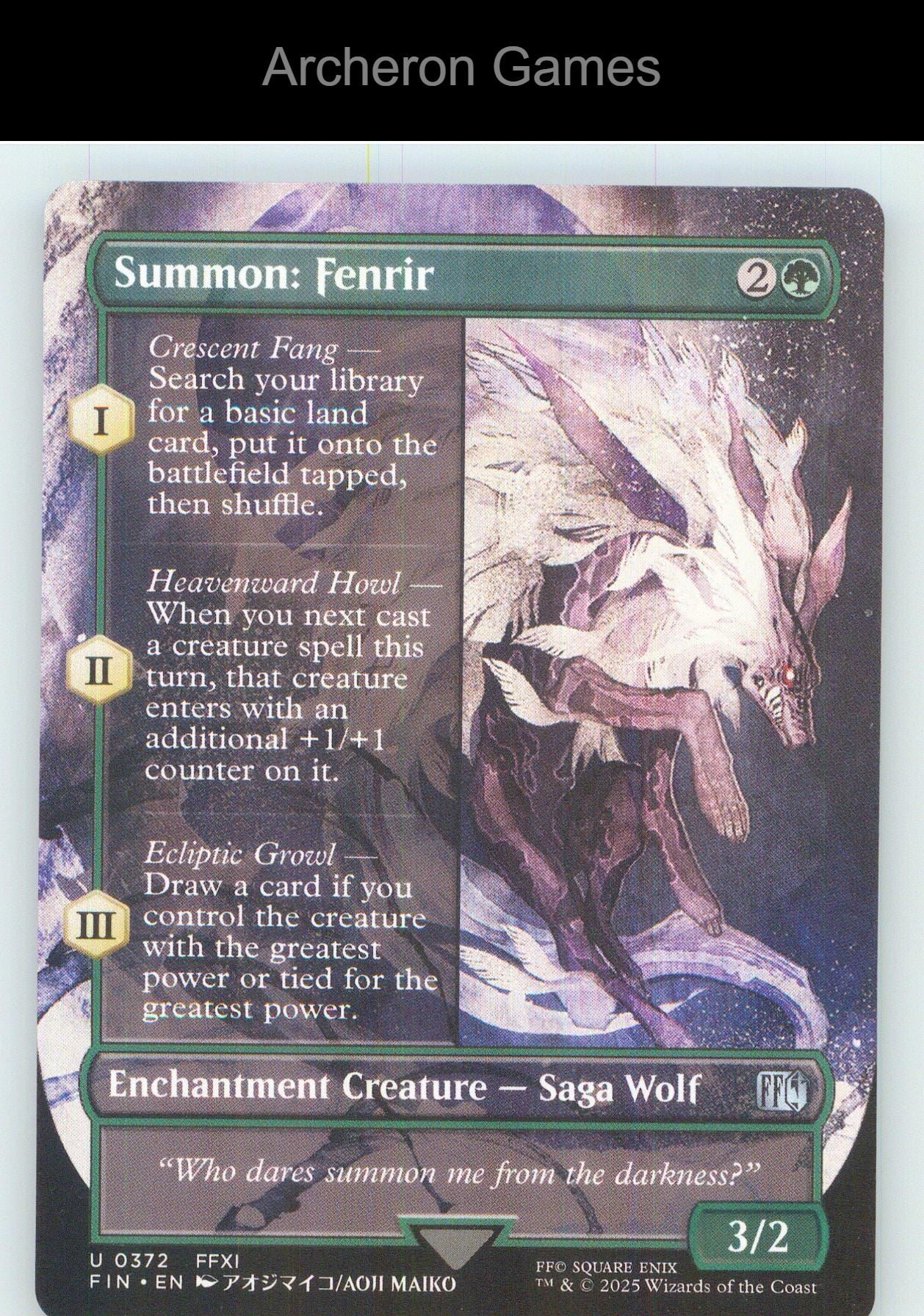 Summon: Fenrir (Borderless) FIN 372 UC MTG Card NM/EX+