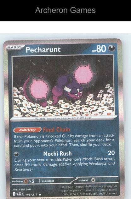 Pokemon Card Pecharunt ASC 143/217 R Ascended Heroes Holo