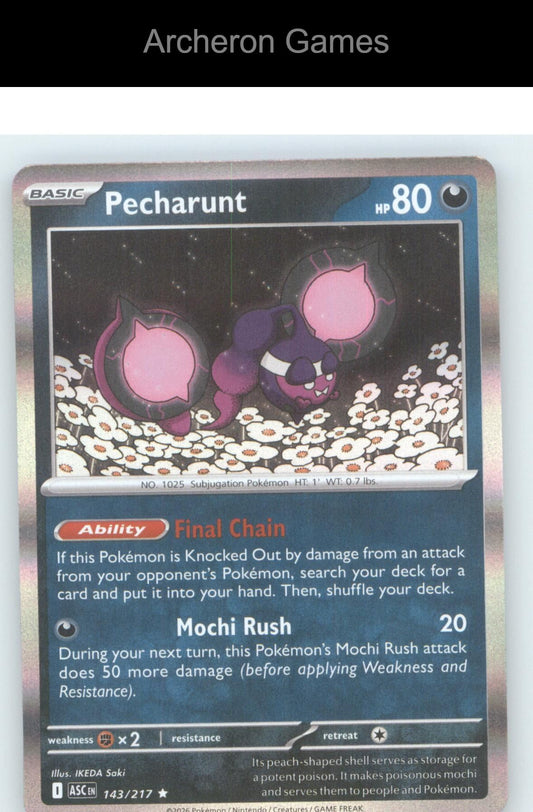 Pokemon Card Pecharunt ASC 143/217 R Ascended Heroes Holo
