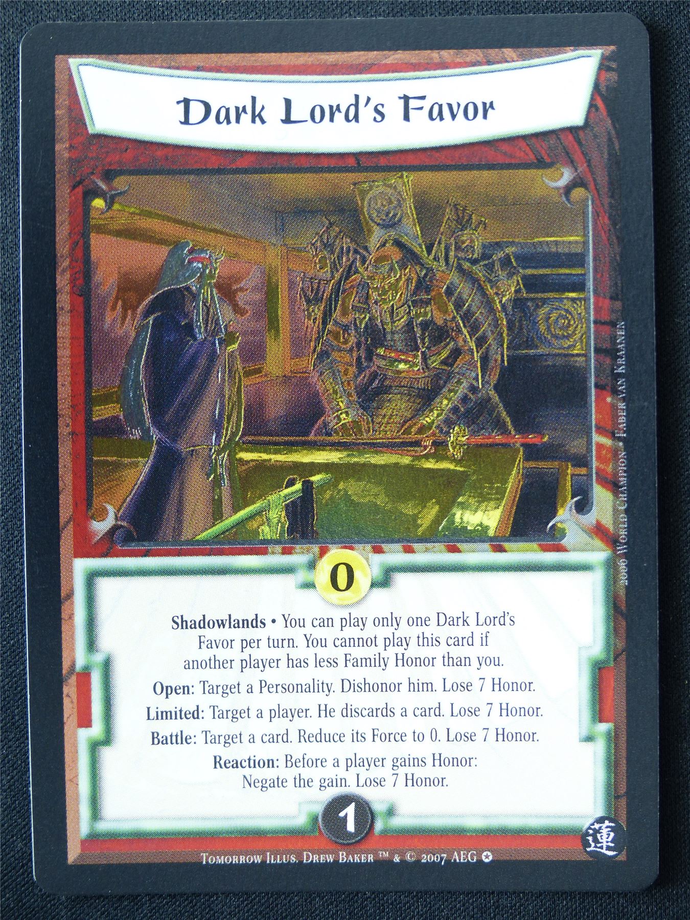 Dark Lord's Favor Foil - Tom - Legend of the Five Rings L5R Card #WA
